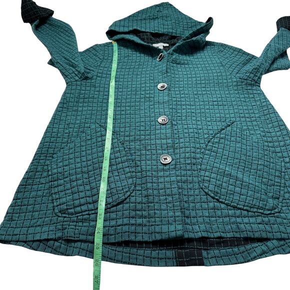 HABITAT Windowpane Quilted Hooded Lightweight Jacket in Teal & Black Size Small - Picture 9 of 10